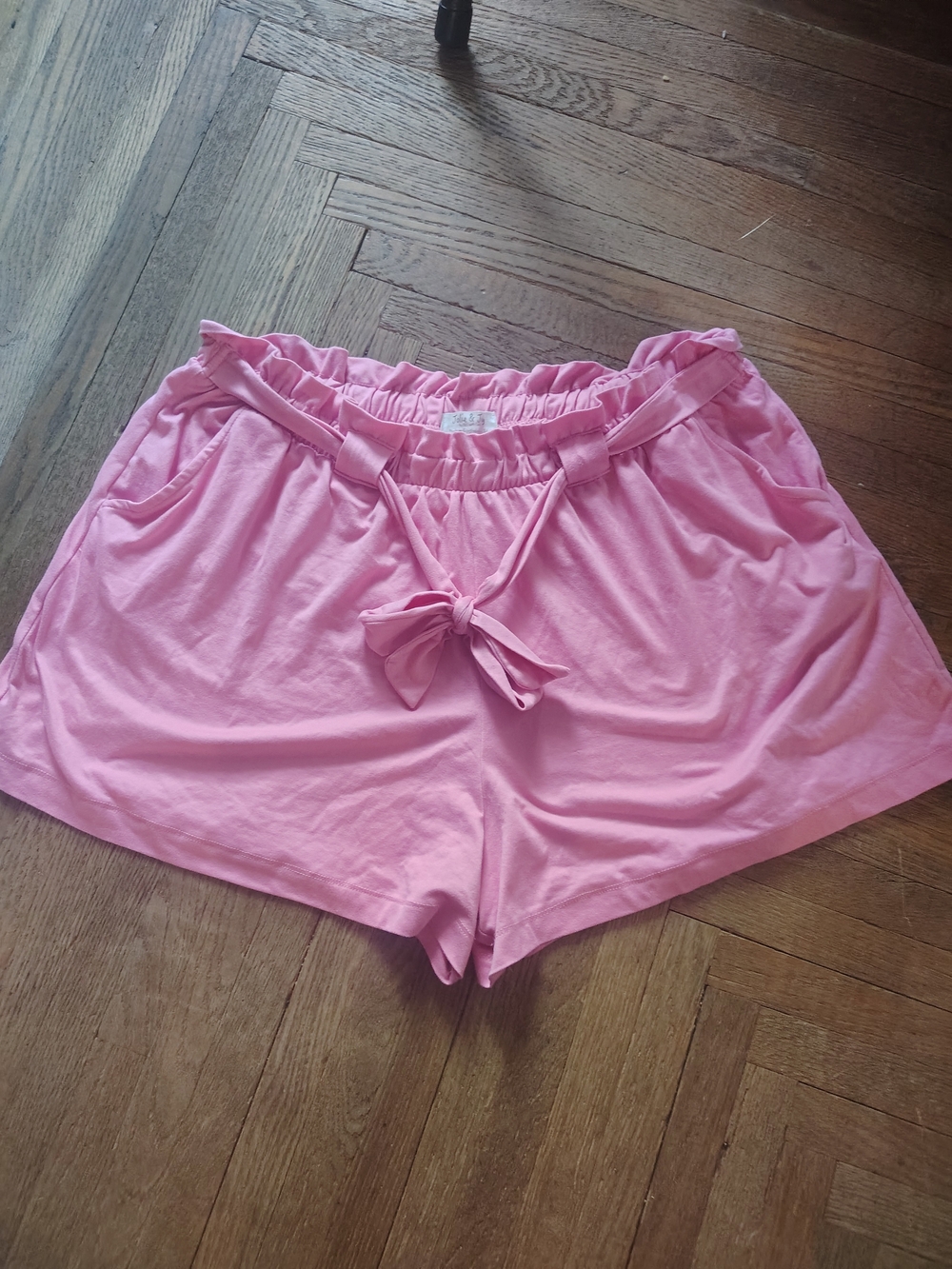 High-Waist Pink Tie-Front Lounge Shorts